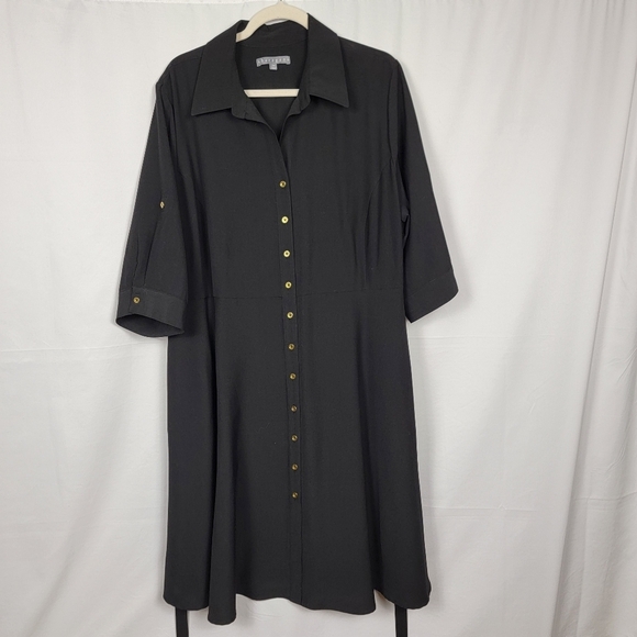 Sharagano Black Button-Down Dress NWOT #2629 - Picture 2 of 13